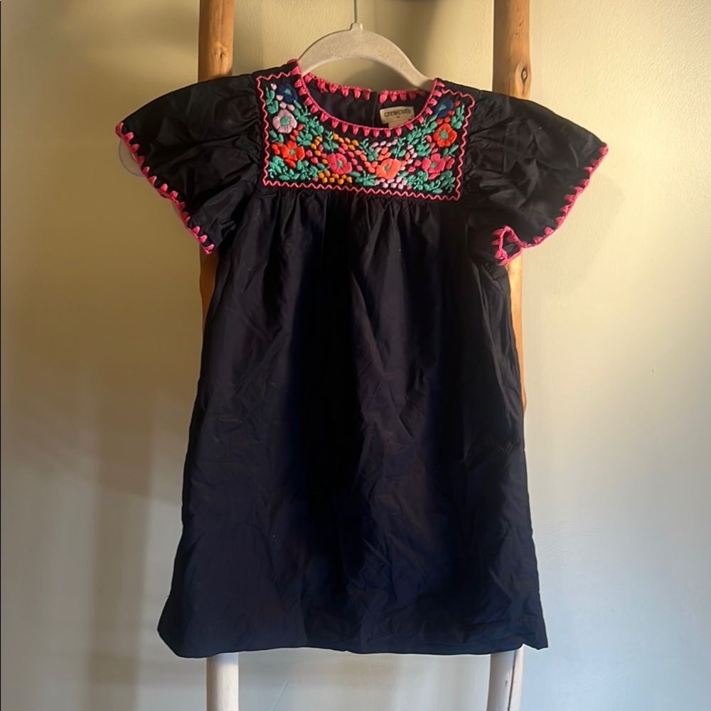 Navy Dress with Colorful Embroidery